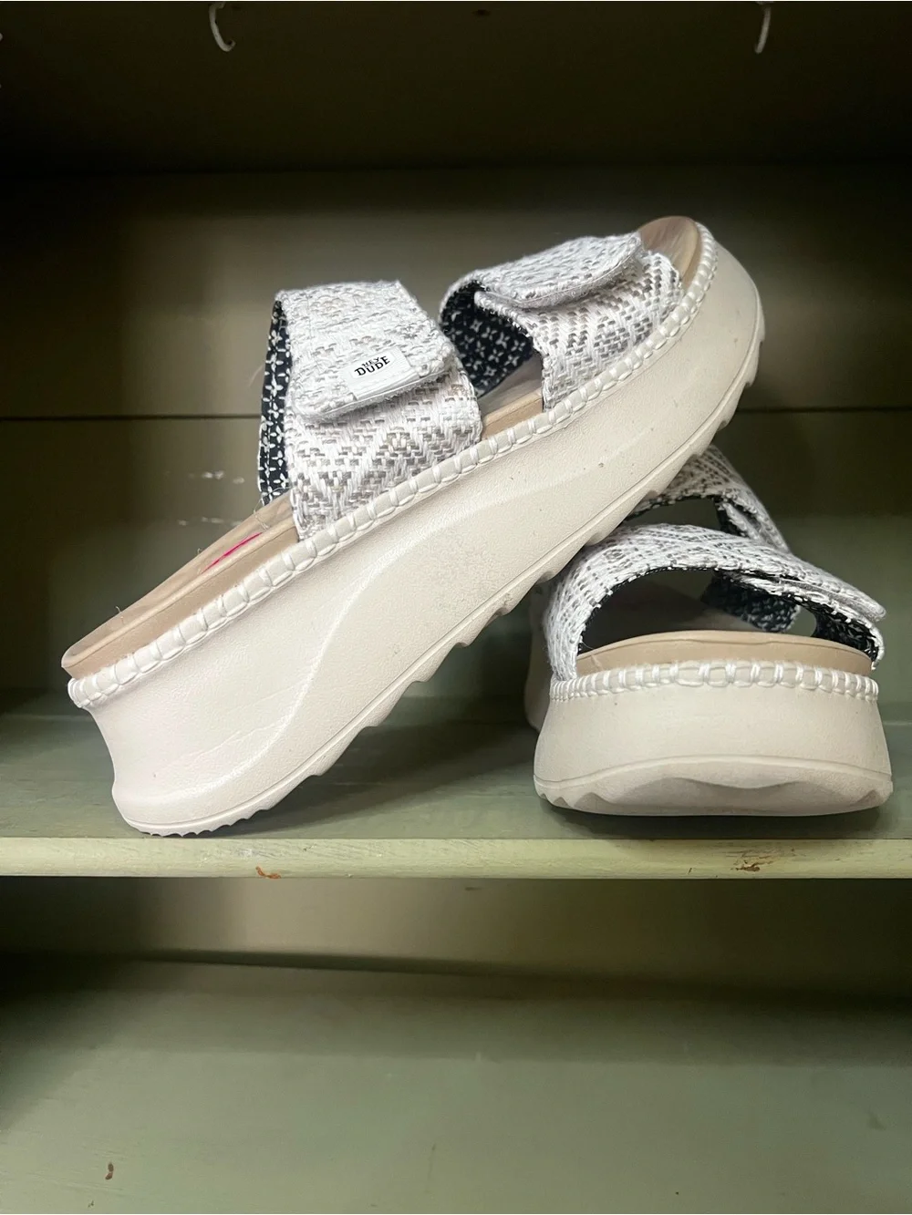 Hey Dude Women's Cream Woven Double-Strap Slide Sandals